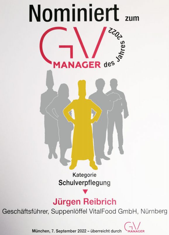 Auszeichnung "GV Manager des Jahres 2022" für Jürgen Reibrich, Geschäftsführer Suppenlöffel Vitalfood GmbH